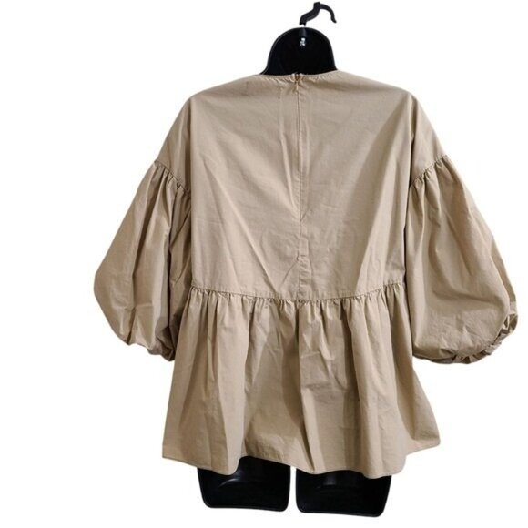 Tuckernuck Pomander Place Camilla Beige Puff Sleeve Shirt XS - Picture 3 of 7